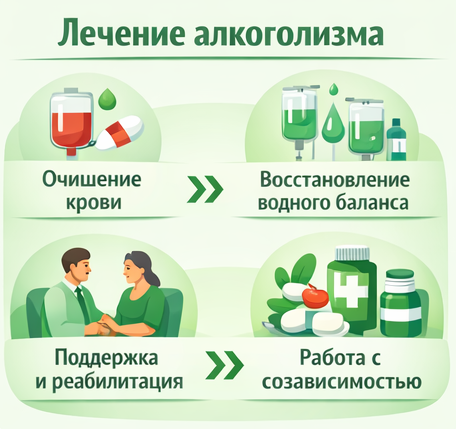 лечение алкоголизма в Осе этапы